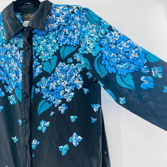 Bob Mackie Wearable Art Silk Blouse Hydrangea Beaded Vintage Style Size Small - Picture 10 of 13